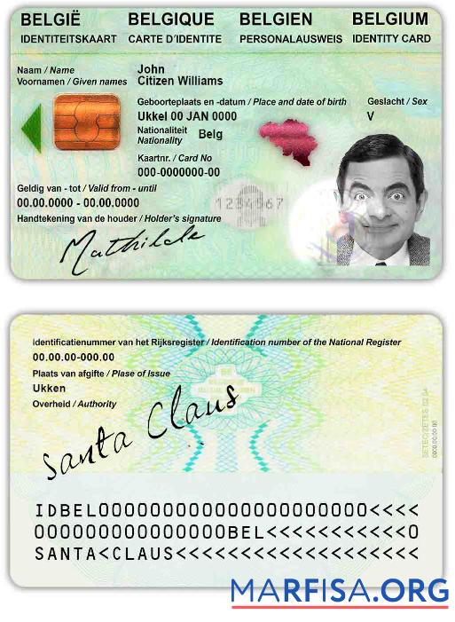 Blank Belgium ID example